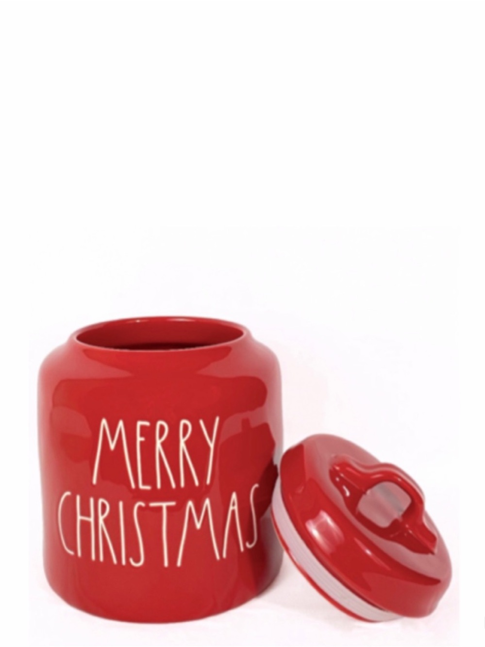 NEW Rae Dunn Red Merry Christmas Canister